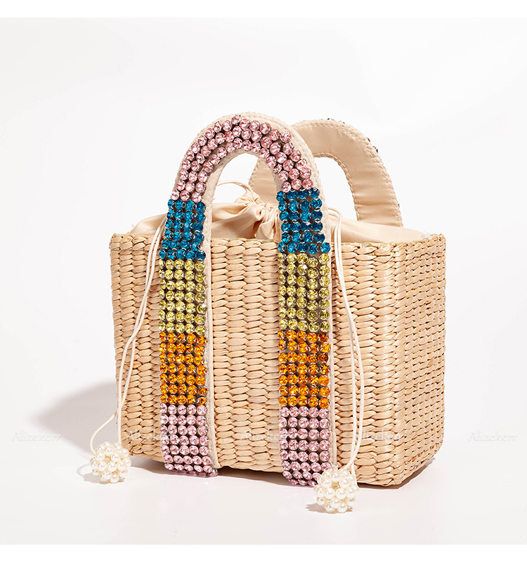 Sac De Plage En Paille Avec Pompon - Lara image 1