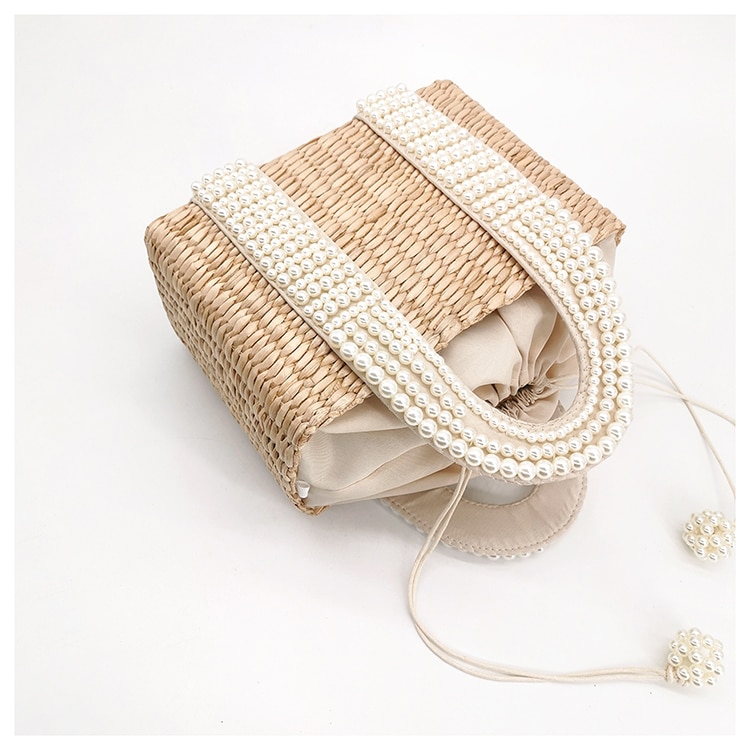 Sac De Plage En Paille Avec Pompon - Lara image 11