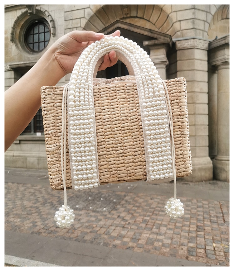 Sac De Plage En Paille Avec Pompon - Lara image 13