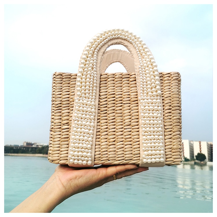 Sac De Plage En Paille Avec Pompon - Lara image 19