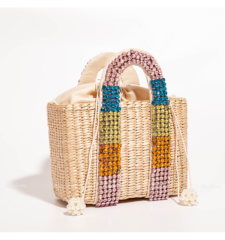 Sac De Plage En Paille Avec Pompon - Lara image 2