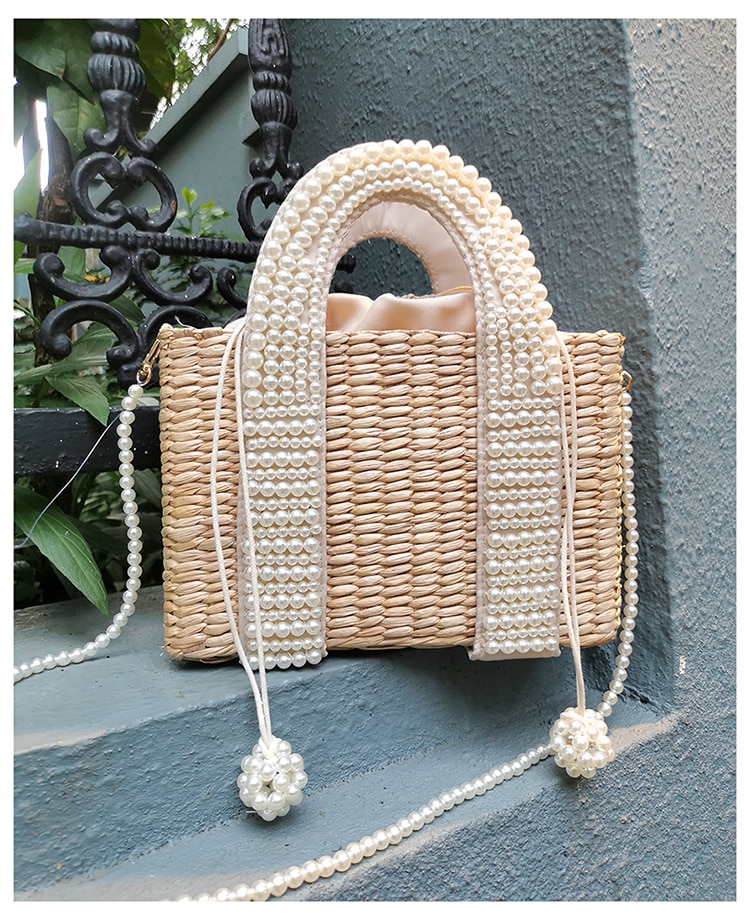 Sac De Plage En Paille Avec Pompon - Lara image 21