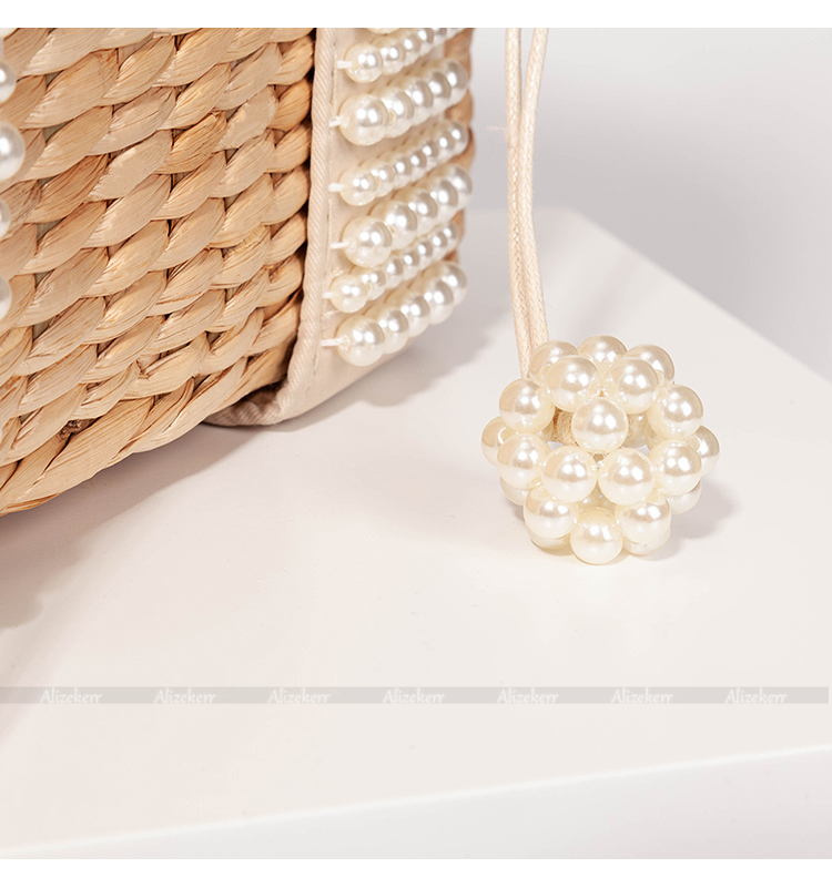 Sac De Plage En Paille Avec Pompon - Lara image 23