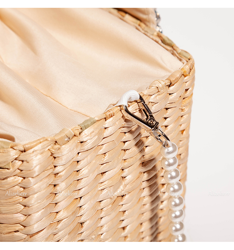Sac De Plage En Paille Avec Pompon - Lara image 25