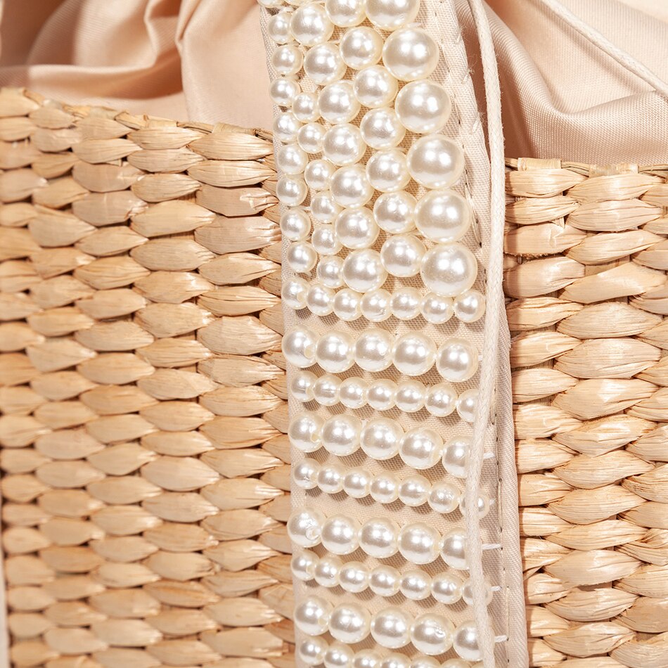 Sac De Plage En Paille Avec Pompon - Lara image 26