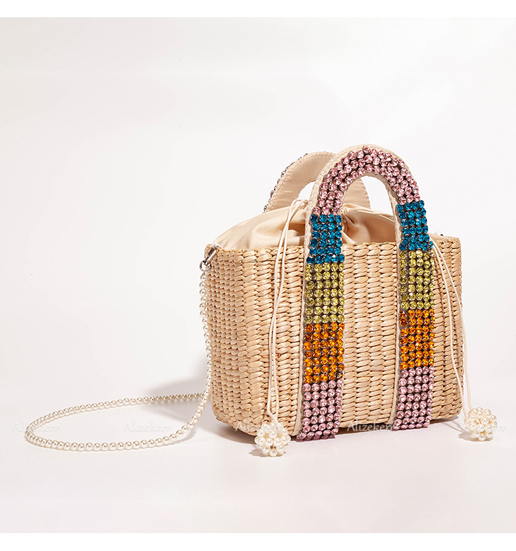 Sac De Plage En Paille Avec Pompon - Lara image 3