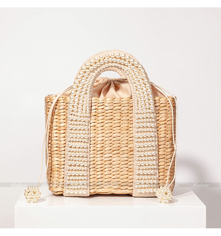 Sac De Plage En Paille Avec Pompon - Lara image 7
