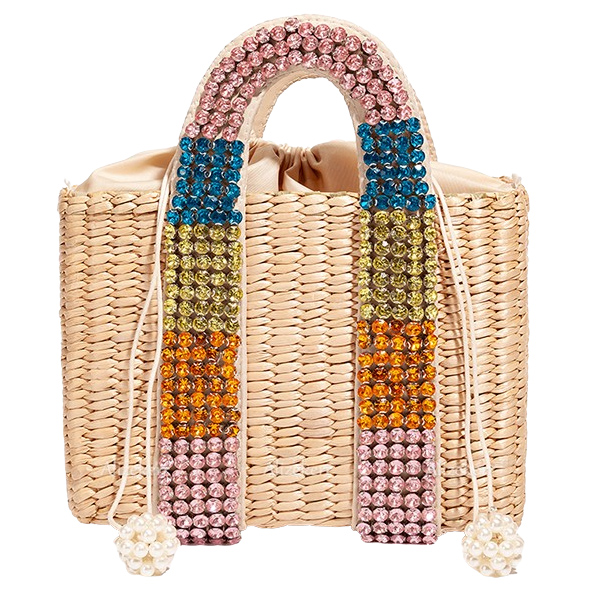 Sac De Plage En Paille Avec Pompon - Lara