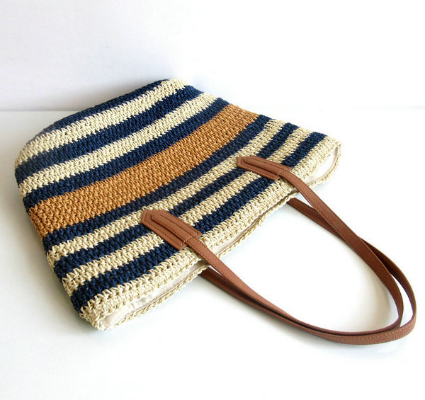 Sac En Paille Bleu Marine - Claudia image 2