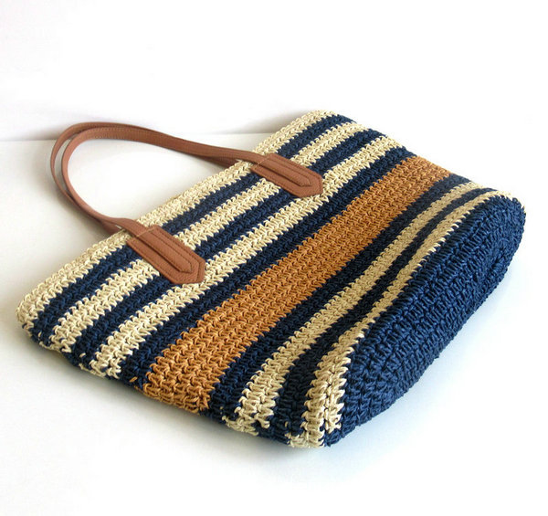 Sac En Paille Bleu Marine - Claudia image 3