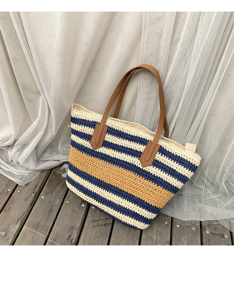 Sac En Paille Bleu Marine - Claudia image 5