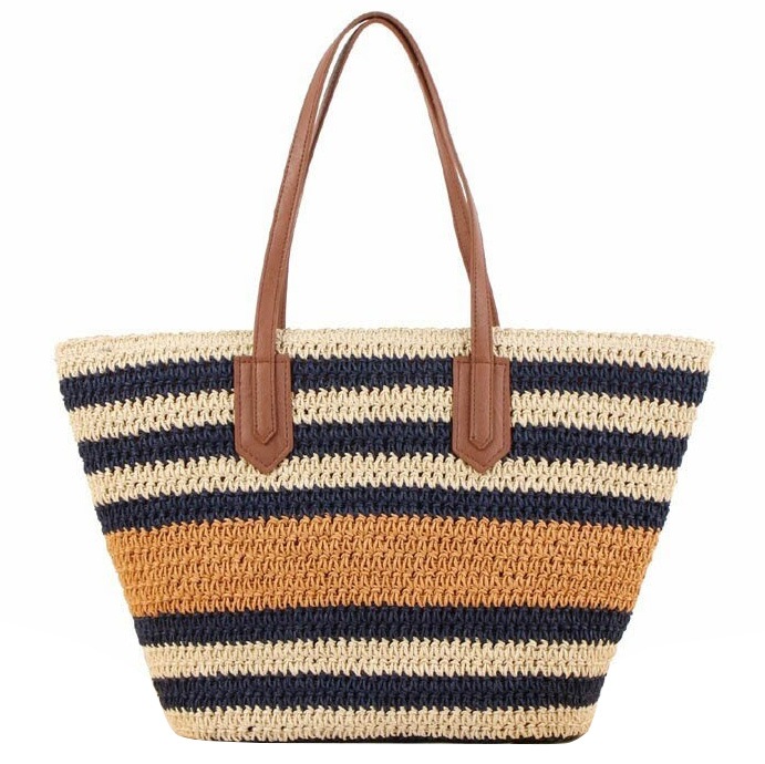 Sac En Paille Bleu Marine - Claudia